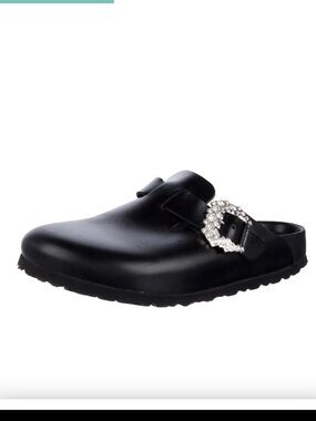 Manolo Blahnik for Birkenstock Boston Crystal Buckle Mules Size 41